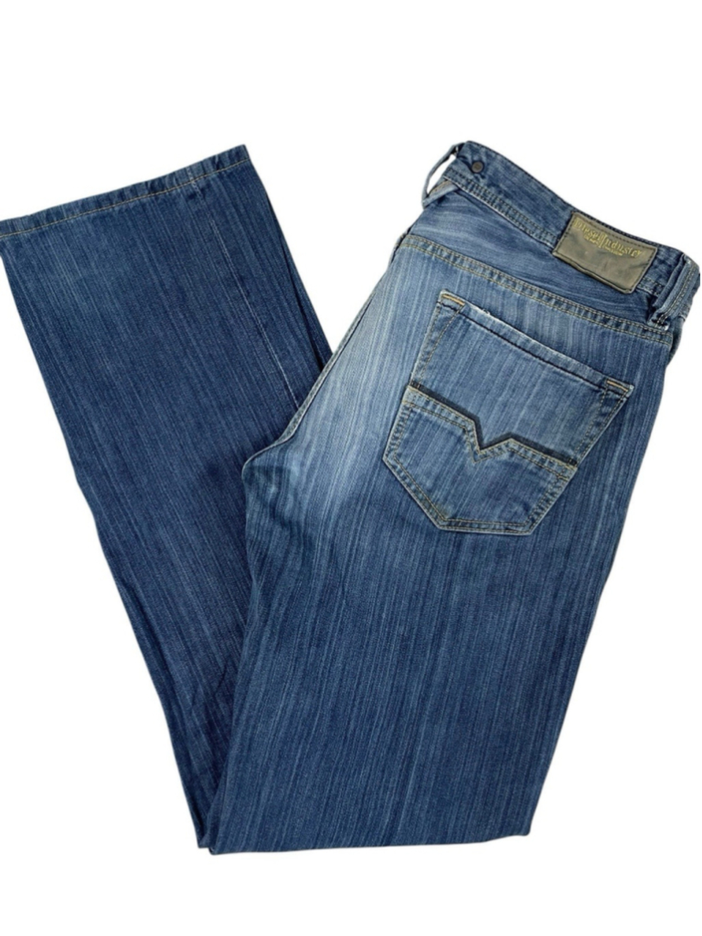 Diesel Larkee Jeans Men 34x32 Blue Straight Leg Made Italy Wash 008IZ Button Fly